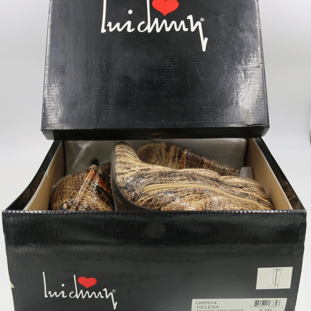 Faux Reptile Embossed Fabric Boots - Picture 4 of 4